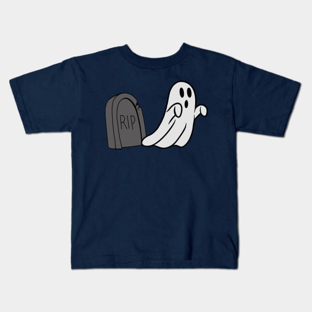 Graveyard Ghost Kids T-Shirt by DiaperedFancy